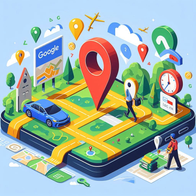 구글 지도 스타일의 3D 가상 지도와 위치 아이콘