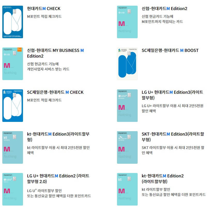 현대카드M 이월드 제휴 목록