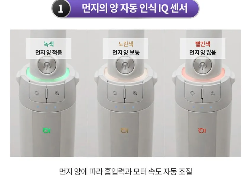 먼지양에 따른 자동 흡입력 변화