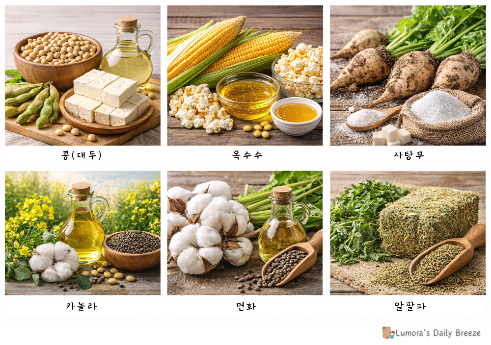 국내 GMO수입 현황과 주요 사용품목(2017년 기준) : 시각적 이미지를 만들어 구독자가 쉽게 이해 할 수 있도록 함.