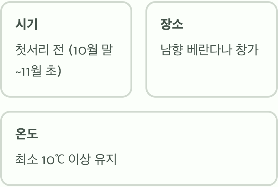 겨울잠을 위한 첫 단계, '실내로 들이기'