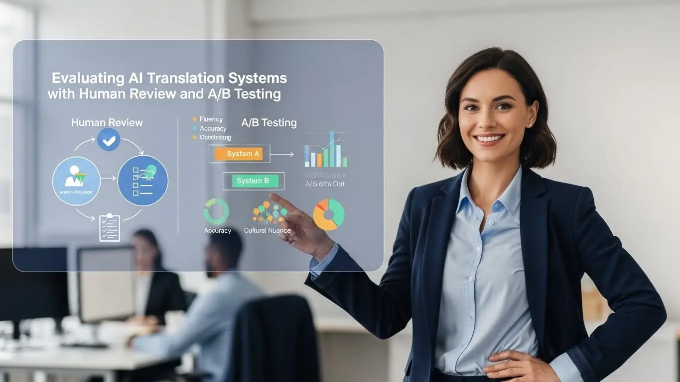 <img src="evaluating_ai_translation_systems_with_human_review_and_ab_testing.webp" alt="AI 번역 시스템을 인간 평가와 A/B 테스트로 객관적으로 검증하는 이미지 입니다">