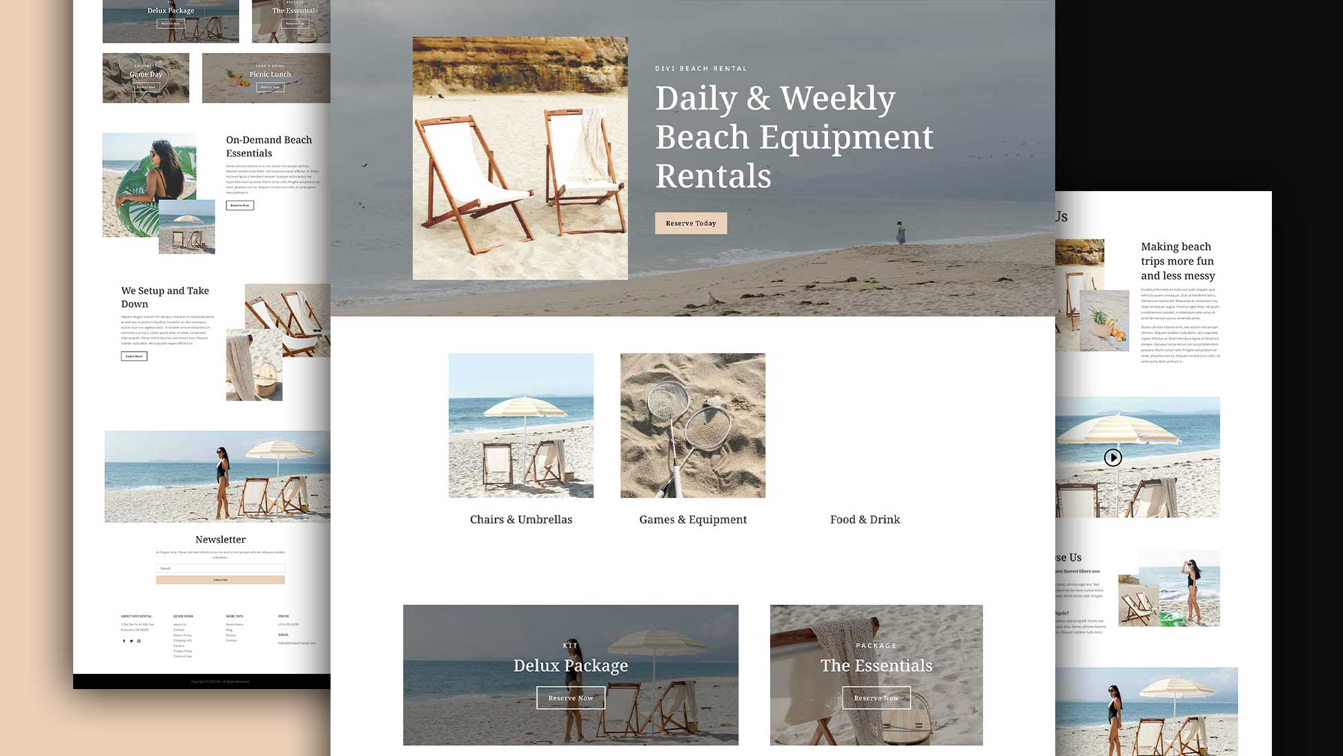 워드프레스 Divi 테마 비치 렌탈 레이아웃 팩(Beach Rentals Layout Pack) 무료 다운로드
