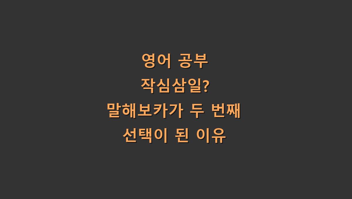 영어 공부 작심삼일? 말해보카가 두 번째 선택이 된 이유