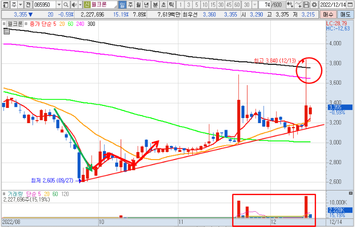 웰크론 일봉 차트