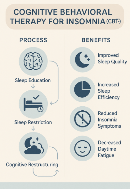 인지행동 치료(CBT-I) 과정을 보여주는 인포그래픽