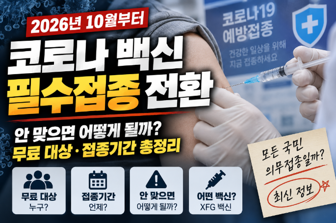 코로나 백신 필수접종 전환|안 맞으면 어떻게 될까·무료 대상·접종기간