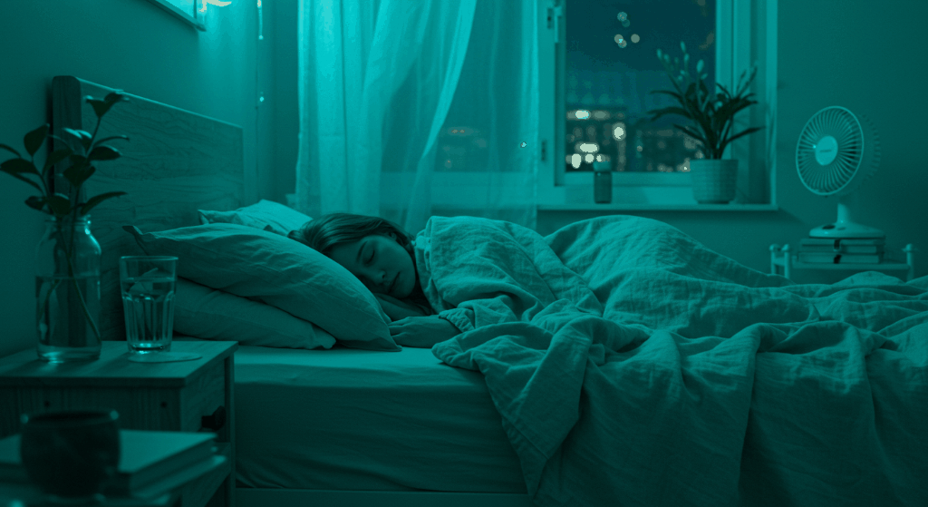 여름이지만 편안하게 자고 있는 소녀