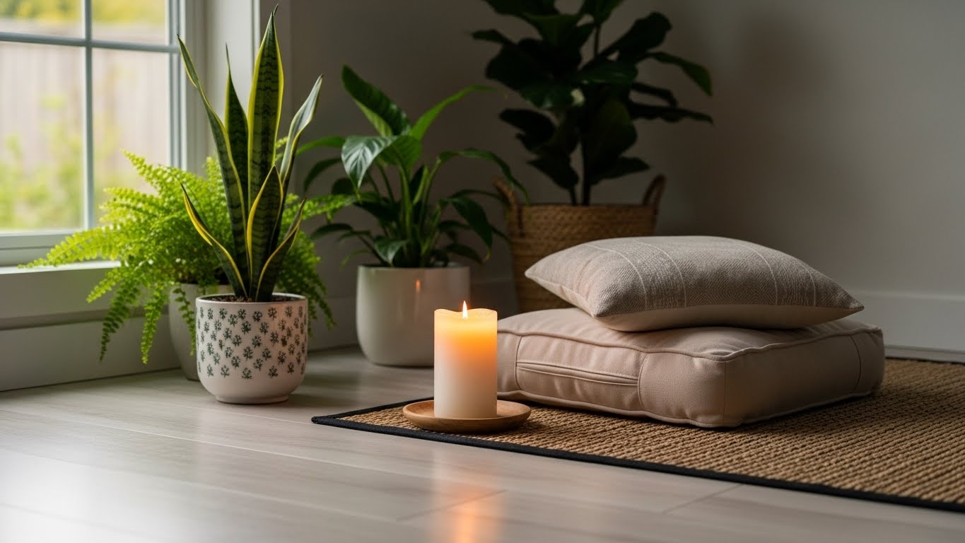 스트레스-관리-요소를-보여주는-부드러운-조명이-있는-평화로운-실내-환경입니다.