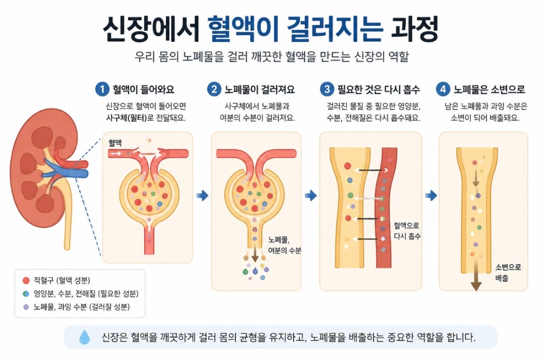 신장에서 혈액이 걸러지는 과정