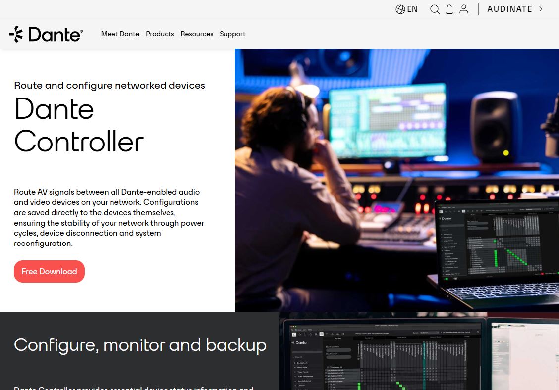 Dante Controller 페이지
