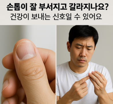 손톱 갈라짐에 대한 경고 이미지