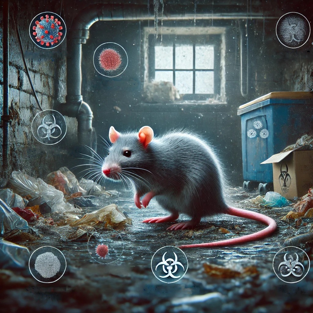 비위생적인 곳에 있는 쥐 사진