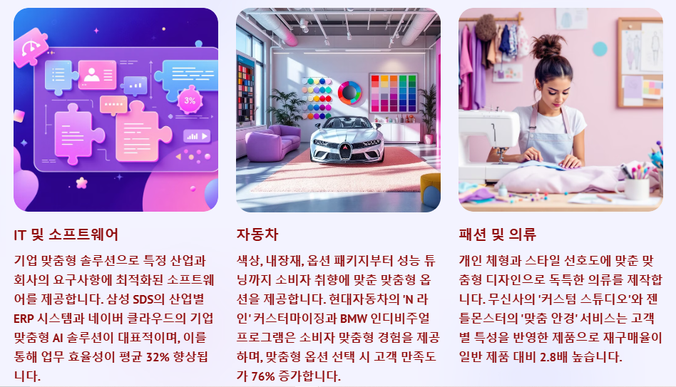 산업별 커스터 마이징 적용사례