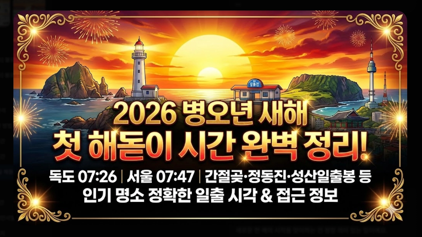 2026년 1월 1일 해돋이 시간 전국 총정리