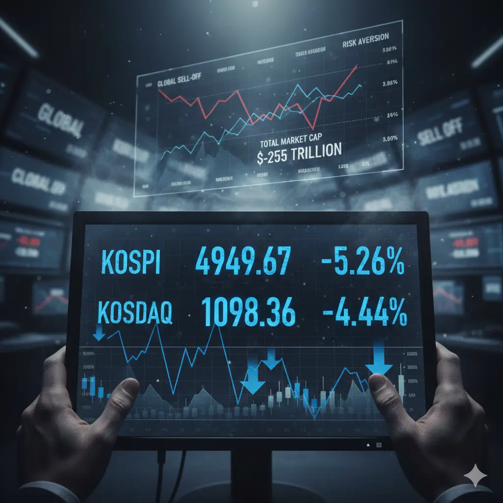 증시 하락 이해를 돕기 위한 AI 생성 이미지