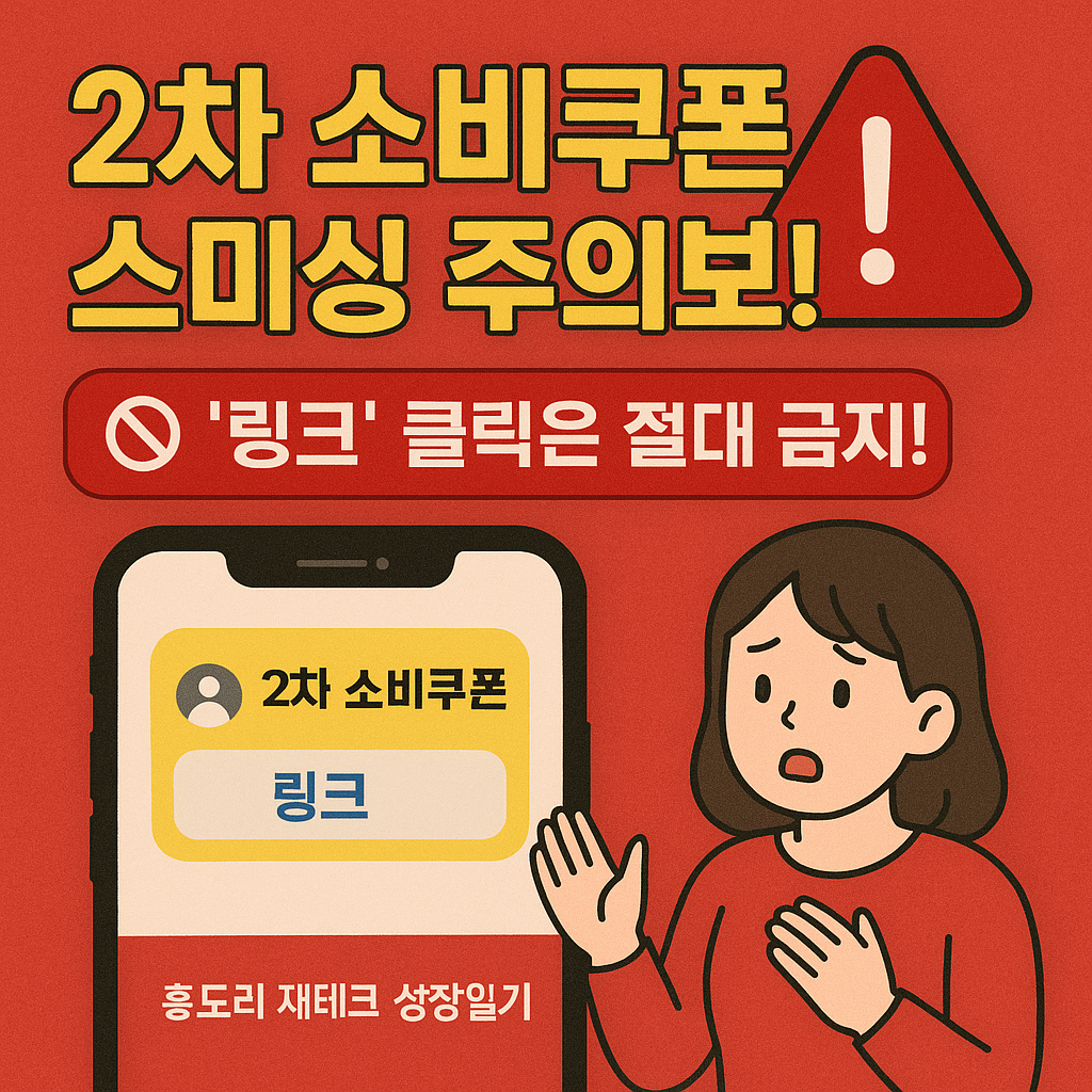 2차 소비쿠폰 스미싱 주의보! 🚨 '링크' 클릭은 절대 금지!