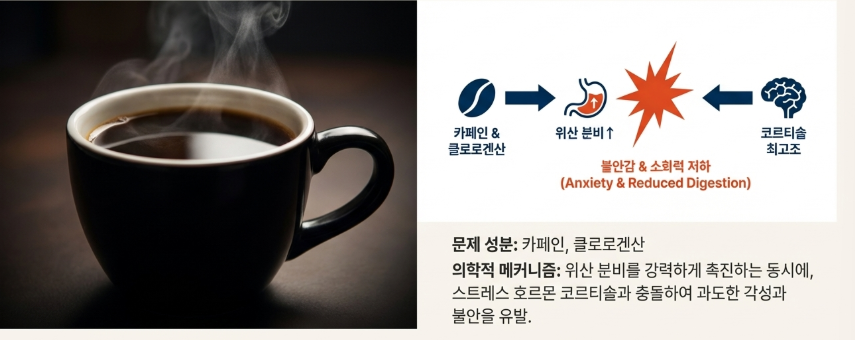 모닝커피: 코르티솔과 위산의 충돌