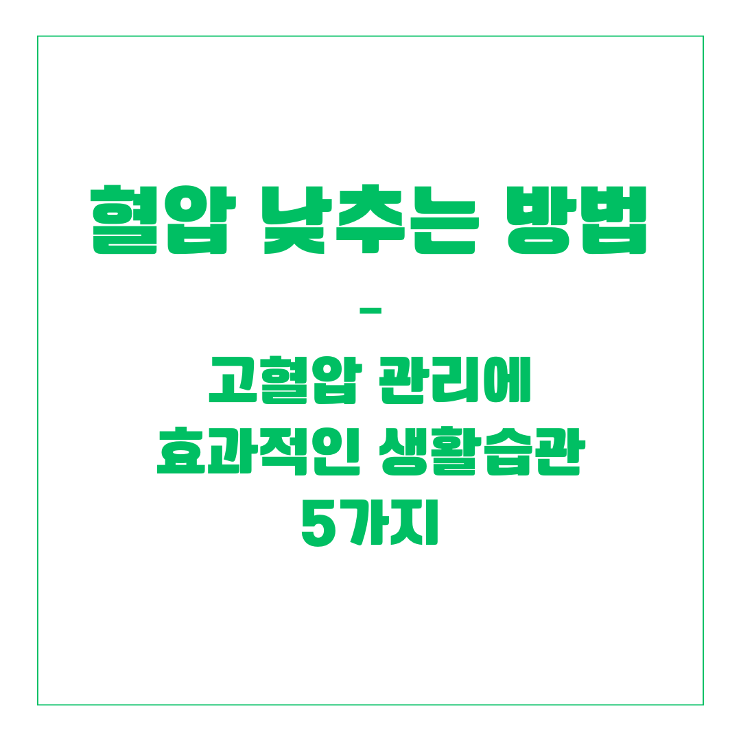 혈압 낮추는 방법 &ndash; 고혈압 관리에 효과적인 생활습관 5가지