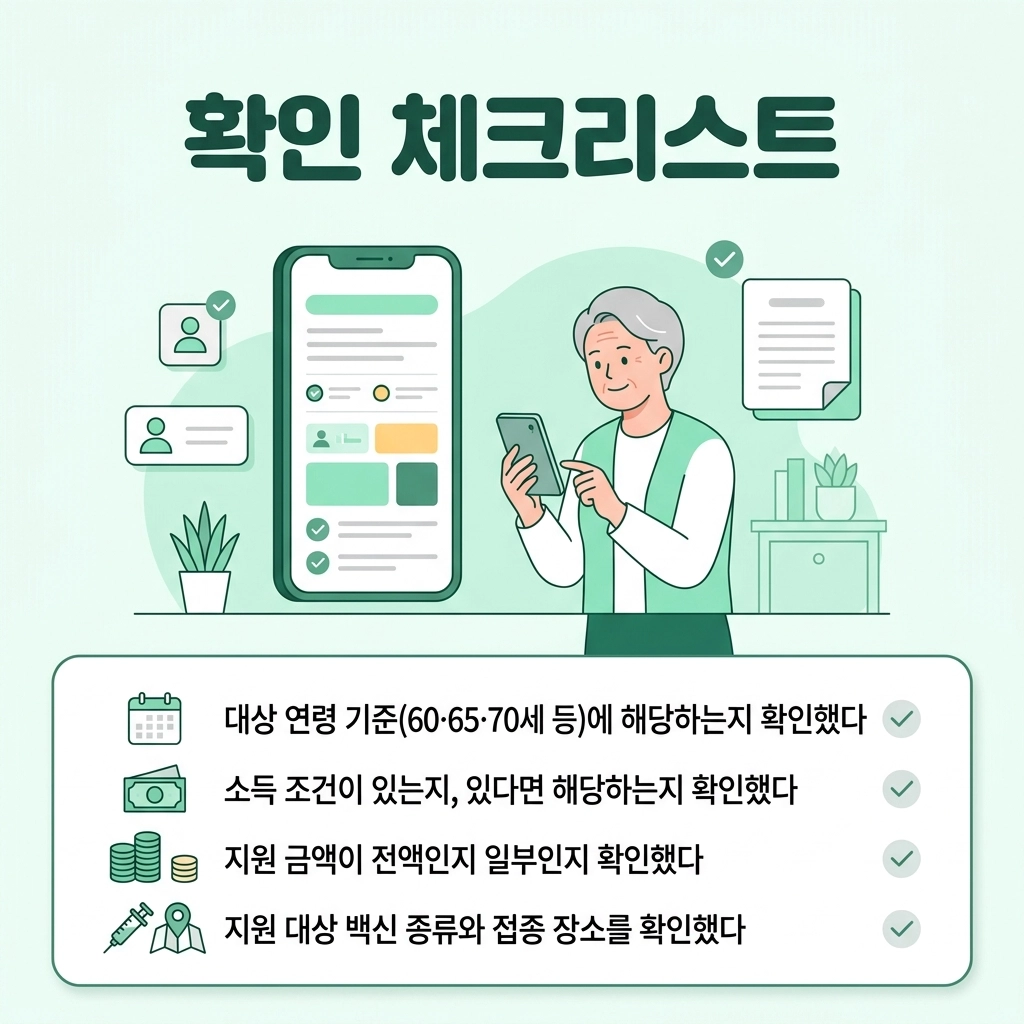 확인 체크리스트 우리 시&middot;군&middot;구가 대상포진 지원 사업을 운영하는지 확인했다. 내용을 담은 한국어 블로그 이미지