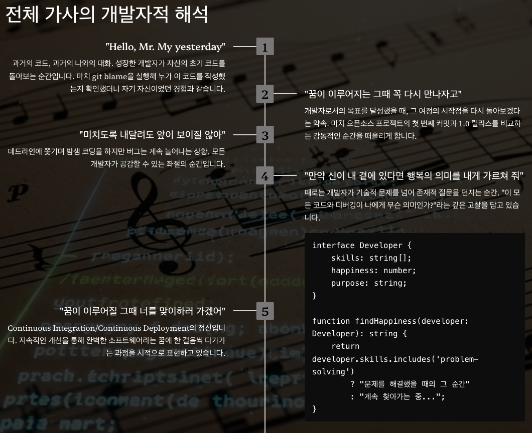 전체 가사의 개발자적 해석 순서도 정리 인포그래픽 이미지