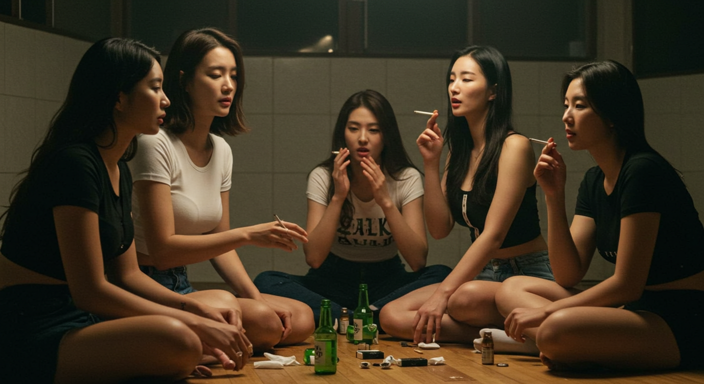 담배를 모여피는 여자들