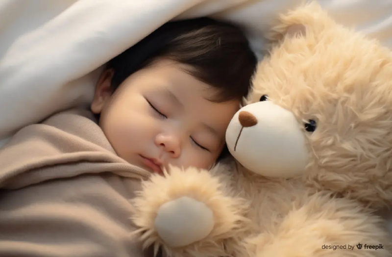 이불-덮고-자는-아기-브라운-색-곰