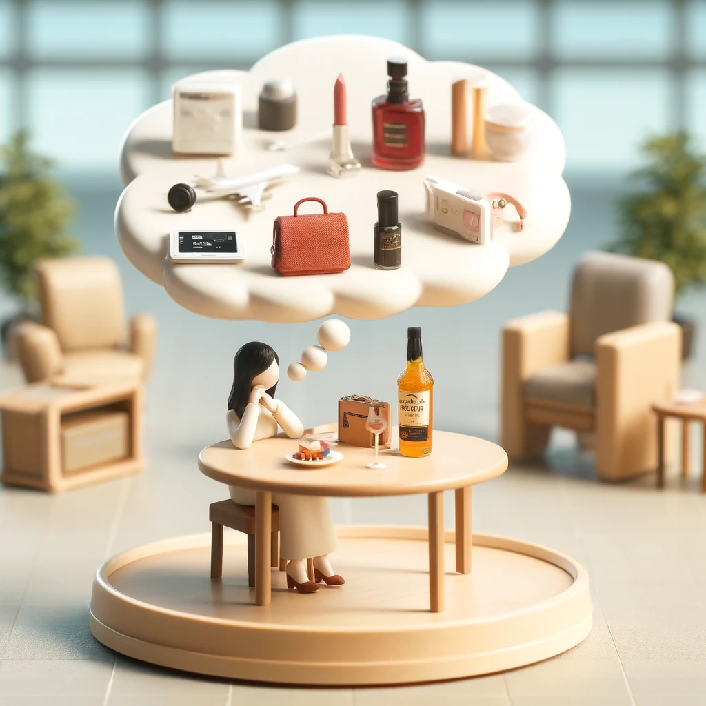 免税店で選べる商品を想像するイメージ