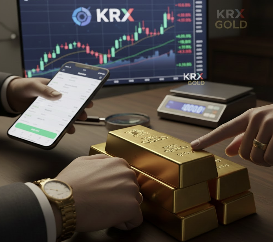 한국 거래소를 이용하여 금거래하는 이미지