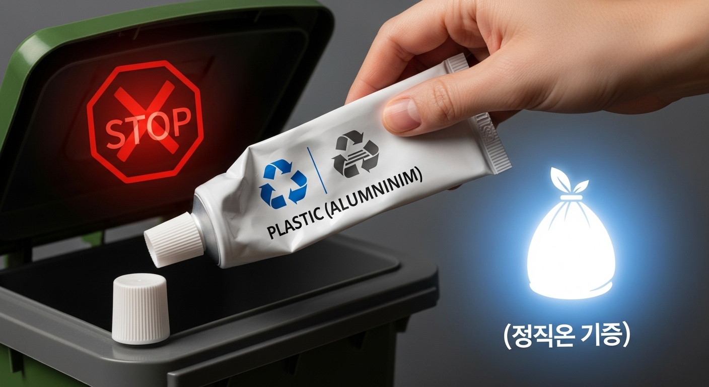 치약 튜브 분리수거, 복합 재질은 일반 쓰레기