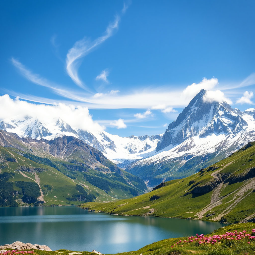 유럽 알프스 산맥의 풍경과 역사적 마을이 어우러진 대표 이미지
