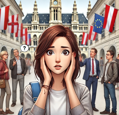 오스트리아에서 문화 충격 받은 여학생의 모습