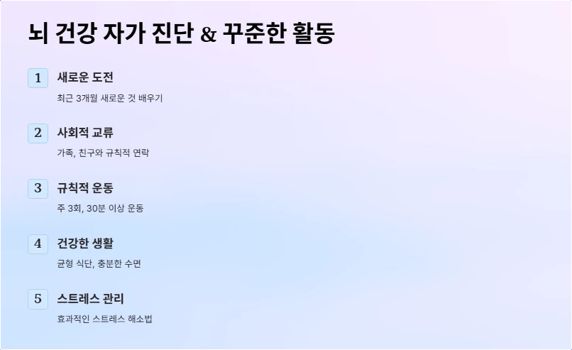 뇌 건강 자가 진단 & 꾸준한 활동