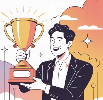 사업자등록증신청을 완료한 사업주 예시 일러스트 이미지