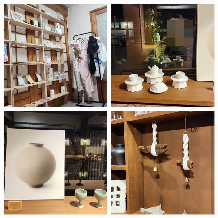 선반과 물건들이 있는 방의 콜라주