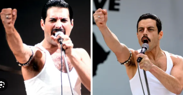 프레디 머큐리와 라미 말렉의 비교 사진