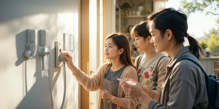 외출 전 집 점검을 하는 모습