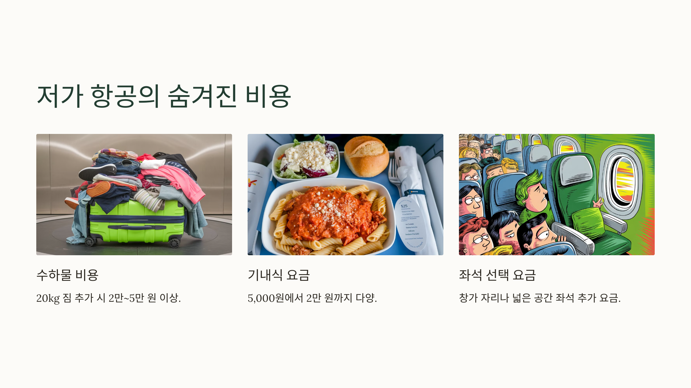 2️⃣ 숨겨진 비용: 저가 항공의 '추가 요금'