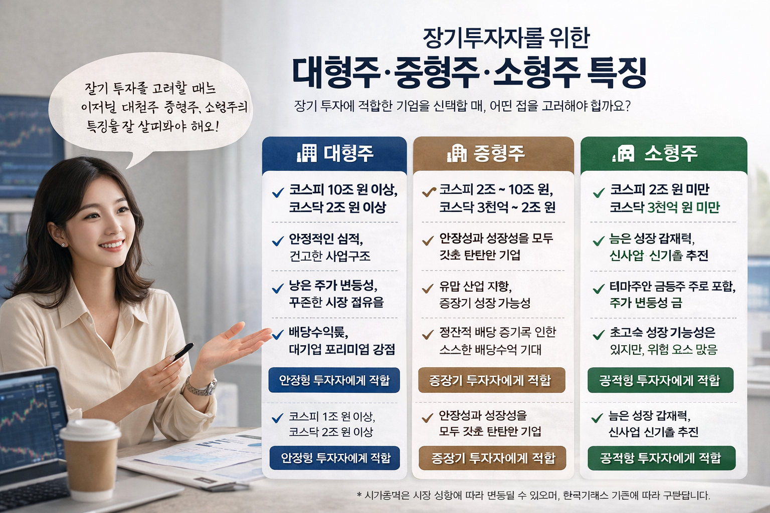 장기투자자를 위한 대형주 중형주 소형주 특징과 기준 정리