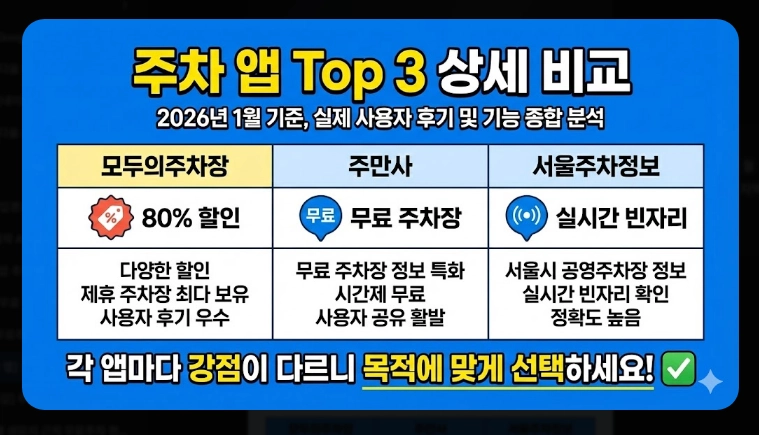 [주차 앱] 무료주차장 찾기(상세 비교, 특화 기능, 절약 전략)(+ 사용 꿀팁)