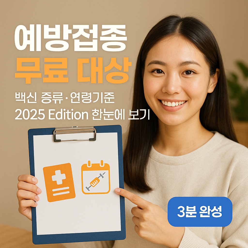 예방접종 무료 대상 ｜ 백신 종류&middot;연령기준 2025 Edition 한눈에 보기