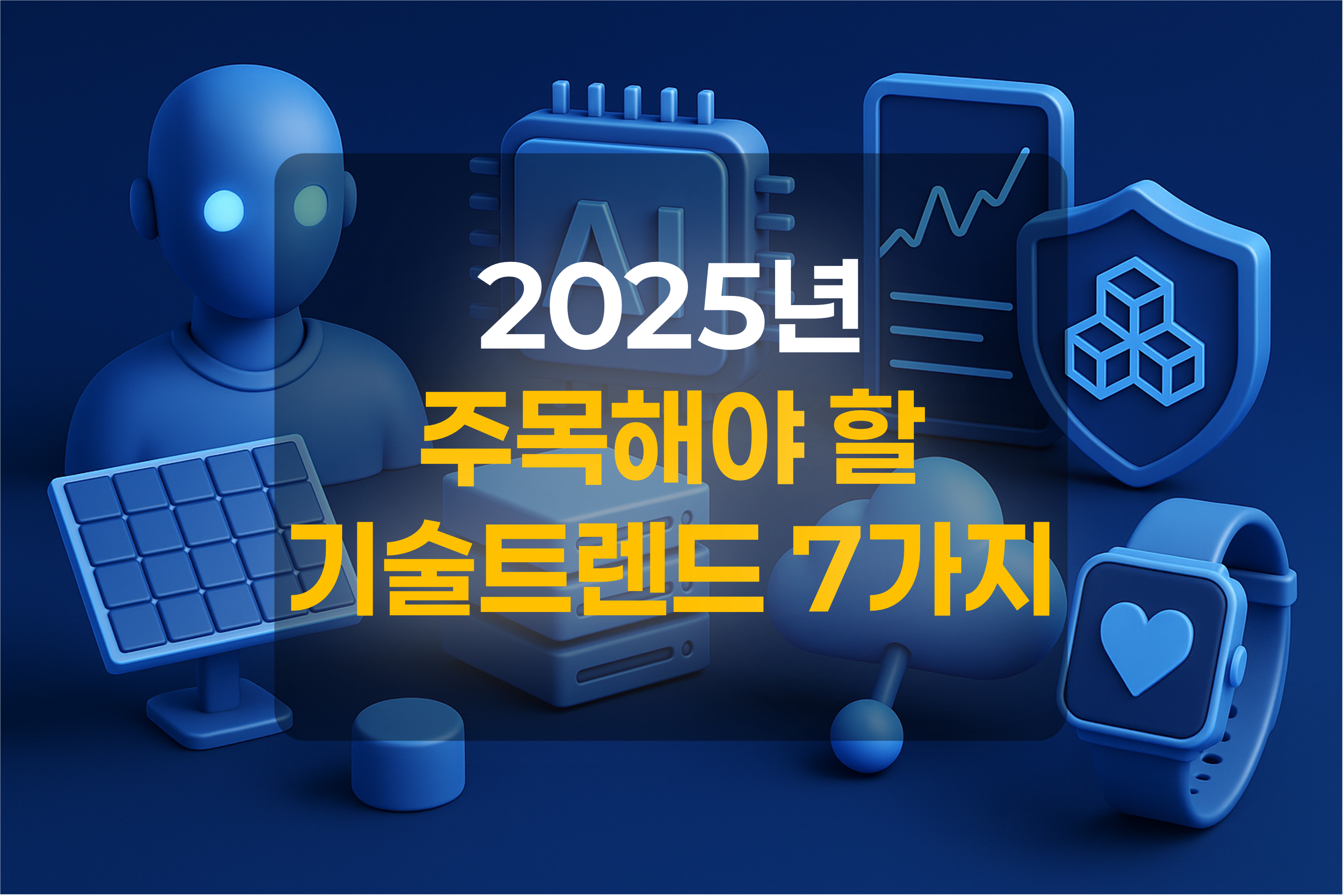 기술트렌드를 설명하는 AI, 엣지컴퓨팅, SaaS, 블록체인, 웨어러블 등을 표현한 이미지와 이를 설명하는 텍스트를 포함한 그림