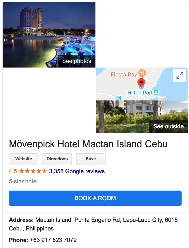 세부(Cebu) 막탄(Mactan) 모벤픽 리조트 (Movenpic Resort) 연락처