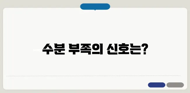 탈수 증상과 수분 보충 방법