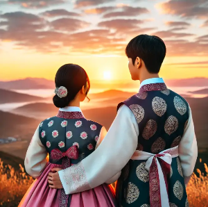 한복-남녀-해돋이