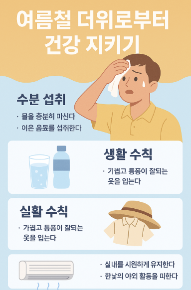 여름철 더위로부터 건강 지키는 방법 관련 이미지