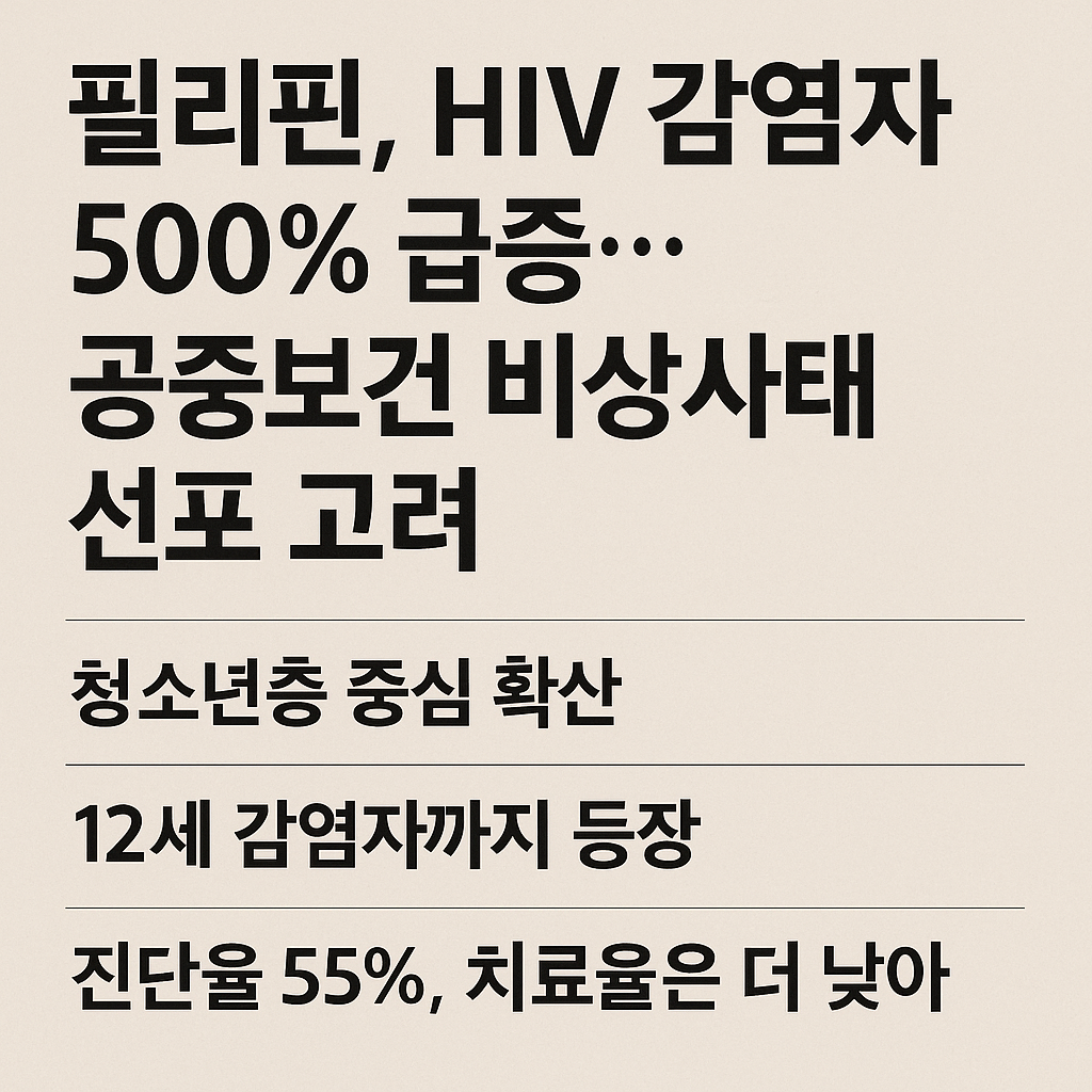 필리핀 HIV 감염자 500% 급증