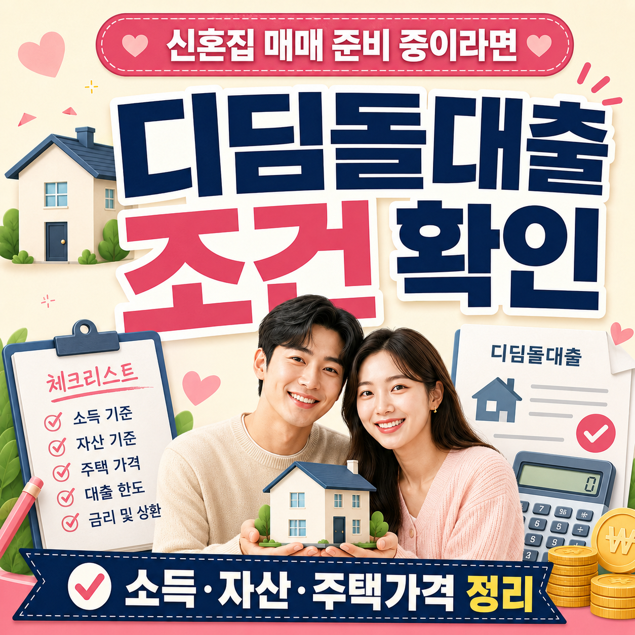 신혼부부 디딤돌대출 소득 자산 주택가격 기준 안내 이미지