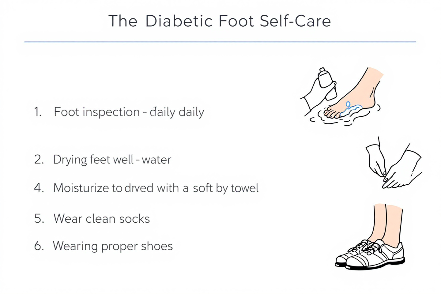 당뇨 환자를 위한 족부 자가 관리 체크리스트 인포그래픽"