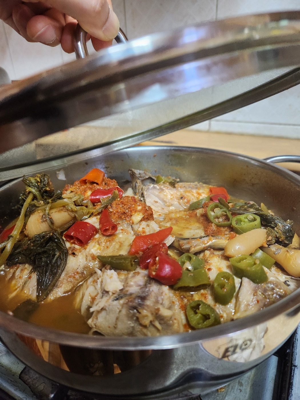 쌀뜨물알타리묵은지고등어찜